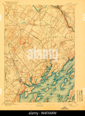 Maine USGS Historische Karte Freeport 807497 1892 62.500 Wiederherstellung Stockfoto