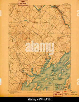 Maine USGS Historische Karte Freeport 807500 1892 62.500 Wiederherstellung Stockfoto