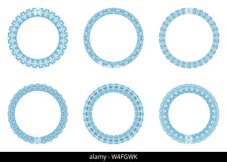 Geometrische abstrakte Blumen Kranz gesetzt - runde Vektor Elemente auf Hintergrund Stock Vektor