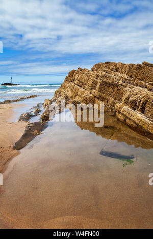 Rock Formation Summerleaze Beach, Bude, im Sommer Stockfoto