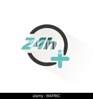 24 Stunden Service Symbol. Apotheke Symbol. Isolierte Vector Illustration Stock Vektor