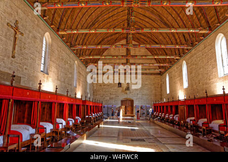 Die alle des Povres" im Hotel Dieu, Hospice de Beaune, Beaune in der Region Burgund in Frankreich. Stockfoto