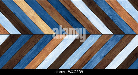 Muster der nahtlose Parkett Textur (horizontale Chevron verschiedenen Blau) Stockfoto