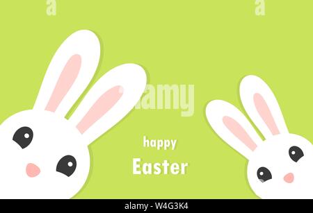 Zwei süße weiße Häschen, Ostern Grußkarte. Vector Illustration. Stock Vektor