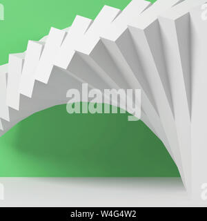 Abstrakte weißen parametrische Installation über grüne Wand Hintergrund, 3D-Rendering illustration Stockfoto