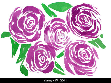 Aquarell Rose Blumenmuster, zarte Blumen, rosa Rosen Blumen Stockfoto