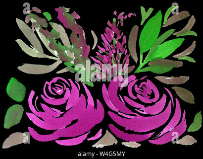 Aquarell Rose Blumenmuster, zarte Blumen, rosa Rosen Blumen Stockfoto