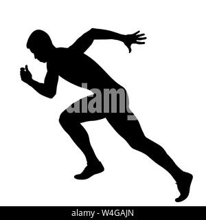 Muskulöse Athleten runner Sprinter läuft schwarze Silhouette Stockfoto