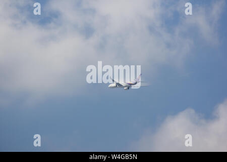 Chiangmai, Thailand - 17. Juli 2019: HS-TEU-Airbus A330-300 von Thai Airways. Im Flug von Chiang Mai nach Bangkok. Stockfoto