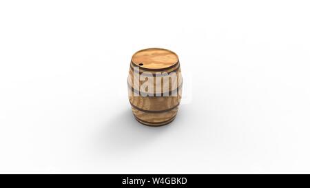 3D-Rendering eines alten Holzfass im Studio Hintergrund isoliert Stockfoto