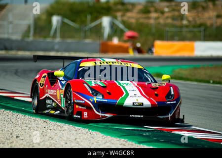 Circuit de Catalunya, Barcelona, Spanien. 23. Juli, 2019. Der Prolog FIA World Endurance Championship; der Ferrari 488 GTE EVO von Davide Rigon und Miguel Molina in Aktion: Aktion plus Sport/Alamy leben Nachrichten Stockfoto