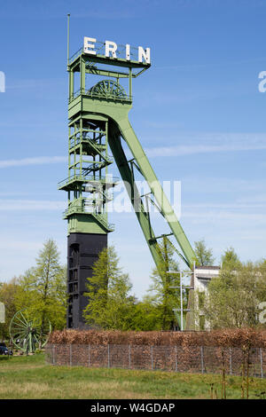 Deutschland, Nordrhein-Westfalen, Castrop-Rauxel, Fördergerüst, ehemalige Zeche Erin Stockfoto