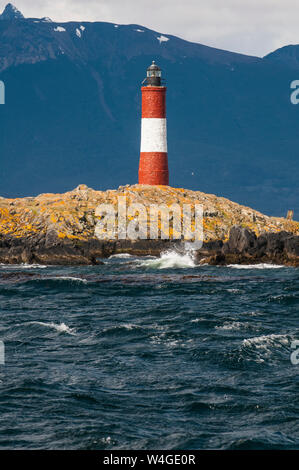 Leuchtturm auf einer Insel im Beagle Kanal, Ushuaia, Feuerland, Argentinien, Südamerika Stockfoto