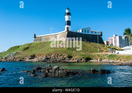 Leuchtturm Farol da Barra, Salvador da Bahia, Brasilien Stockfoto