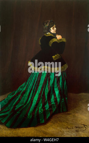 Claude Monet, Camille, (die Frau im grünen Kleid), Portrait Malerei, 1866 Stockfoto