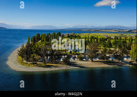 Luftaufnahme von Te Anau, Fiordland National Park, South Island, Neuseeland Stockfoto