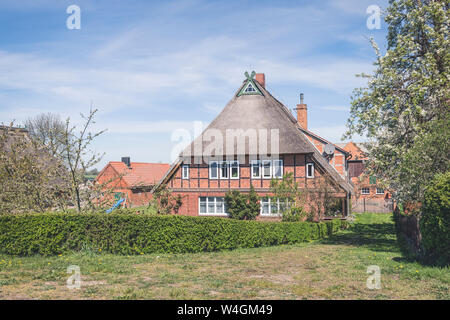 Reetgedeckte Haus, Konau, Niedersachsen, Deutschland Stockfoto