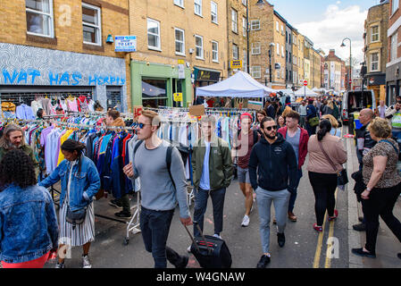 Brick Lane Markt am Sonntag in London, Vereinigtes Königreich Stockfoto