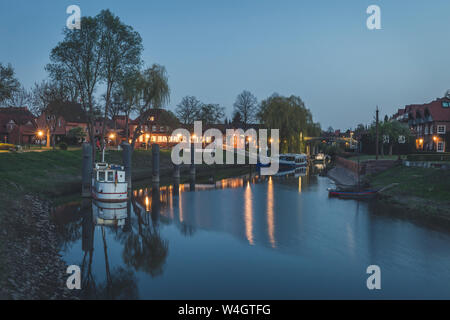 Hafen am Abend, Hitzacker, Niedersachsen, Deutschland Stockfoto