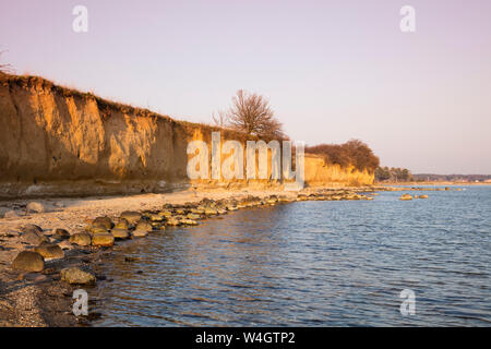 Sonnenuntergang an der Klippe Küste, Klein Zicker, mönchgut, Rügen, Deutschland Stockfoto