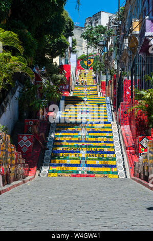 Selaron escadaria Schritte, Lapa, Rio de Janeiro, Brasilien Stockfoto