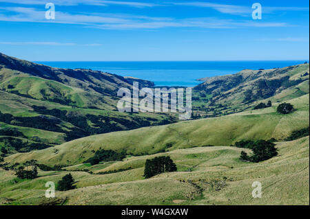 Die schöne Landschaft in den Banken Halbinsel, Südinsel, Neuseeland Stockfoto