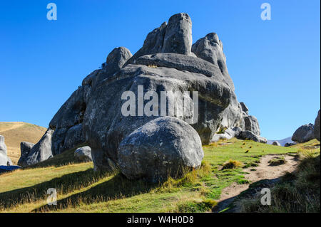 Kalksteinfelsen auf der Castle Hill, Südinsel, Neuseeland Stockfoto