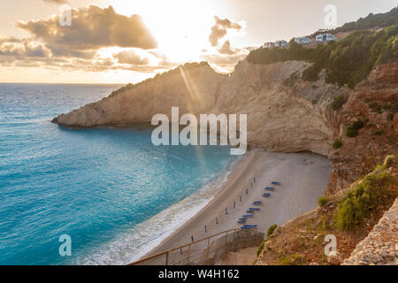 Leeren Strand am Abend, Porto Katsiki, Lefkada Insel, Griechenland Stockfoto