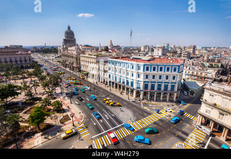 Blick auf die Stadt von oben, Havanna, Kuba Stockfoto