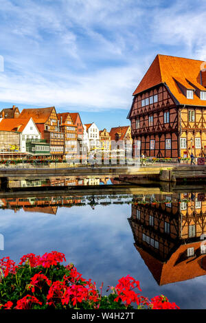 Fachwerkhäuser am alten Hafen, Lüneburg, Deutschland Stockfoto