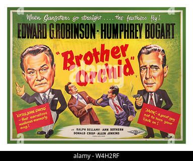 Jahrgang 1940 UK Film Movie Kino Poster für den amerikanischen Film "Bruder Orchid 'Vollfarbe Abbildung für dieses 1940 Film. Das Plakat stellt Karikatur Darstellungen von Edward G.Robinson und Humphrey Bogart. Stockfoto