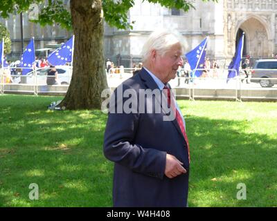 Die Tory Führung Ergebnis am QEII 23. Juli 2019 und die Teilnehmer waren die mächtigen und einflussreichen in der Tories und riesigen Berichterstattung in der Presse. Stockfoto