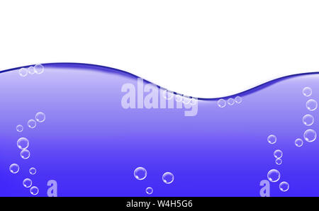 Illustrierte Wasser Welle mit Blasen und weißen Hintergrund am oberen Bildrand. Stockfoto