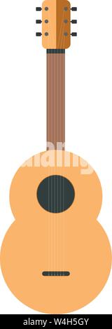 Minimalistischer flach akustische Gitarre mit wenigen einfachen warmen Farben Stock Vektor