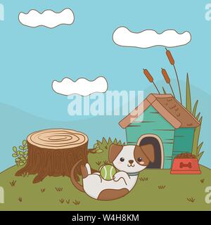 Hund cartoon Design, Animal cute Zoo life Natur und Fauna Thema Vector Illustration Stock Vektor