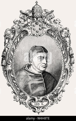 Papst Leo X, 1475 - 1. Dezember 1521 geboren, Giovanni di Lorenzo de' Medici zum Papst vom 9. März 1513 bis zu seinem Tod Stockfoto