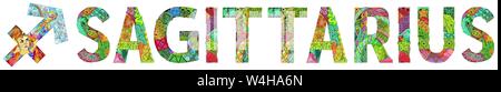 Schütze Sternzeichen, Astrologie Konzept Art Tattoo Design Stock Vektor