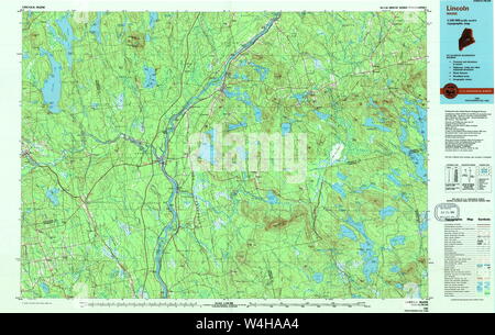 Maine USGS Historische Karte Lincoln 808025 1985 100000 Restaurierung Stockfoto