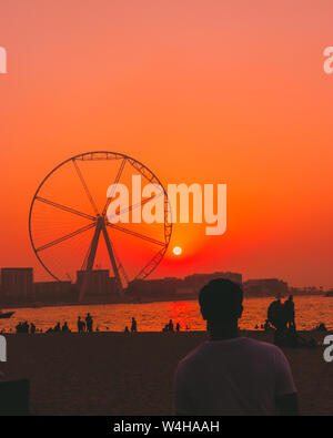 Sonnenuntergang Dubai Marina Stockfoto