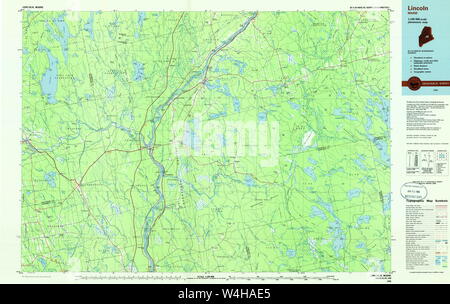 Maine USGS Historische Karte Lincoln 808026 1986 100000 Restaurierung Stockfoto