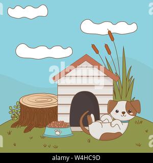 Hund cartoon Design, Animal cute Zoo life Natur und Fauna Thema Vector Illustration Stock Vektor