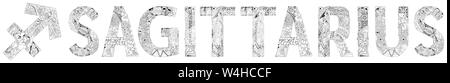 Schütze Sternzeichen, Astrologie Konzept Art Tattoo Design Stock Vektor