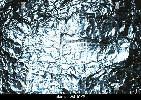 Silbergrau grunge abstrakte zerknittert Aluminium, Titan glänzende Folie Hintergrund Stockfoto