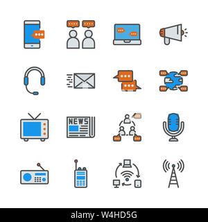 Kommunikation Gerät in colorline Icon Set. Vector Illustration Stock Vektor