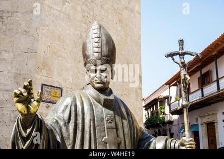 Kolumbien Cartagena Altummauerte Innenstadt Centro Pope John Paul II besuchen Gedenkmonument Statue Sightseeing Besucher reisen Stockfoto