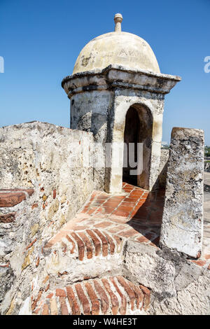 Kolumbien Cartagena Castillo de San Felipe de Barajas San Lazaro Hügel historische koloniale Festung Burg Weltkulturerbe Turm Sehenswürdigkeiten v Stockfoto