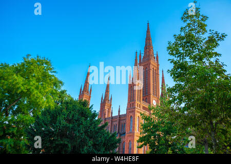 Deutschland, alten roten Backstein Markt Kirche Gebäude namens Marktkirche Wiesbaden Stockfoto