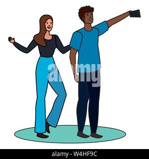 Junge interracial lovers Paar ein selfie Stock Vektor