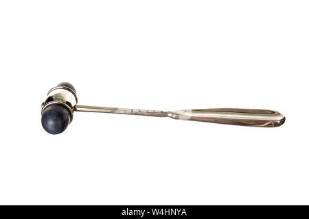 Der antike Arzt medizinische Reflexhammer isoliert auf weißem Stockfoto