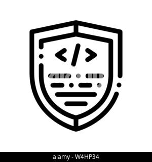 Codierung Antivirus Programm Vektor dünne Linie Symbol Stock Vektor